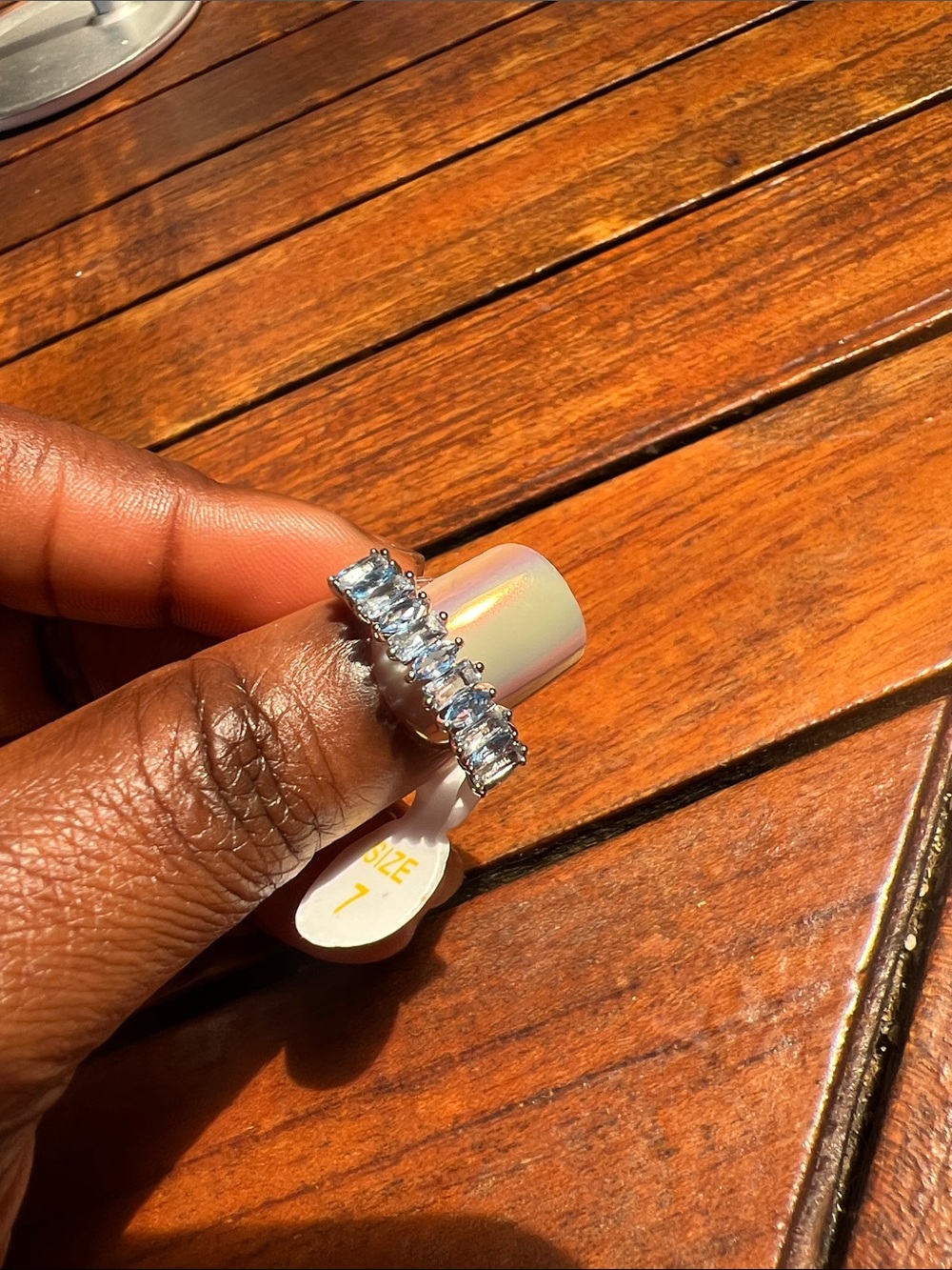 Lab made Blue Crystal Eternity Band Ring